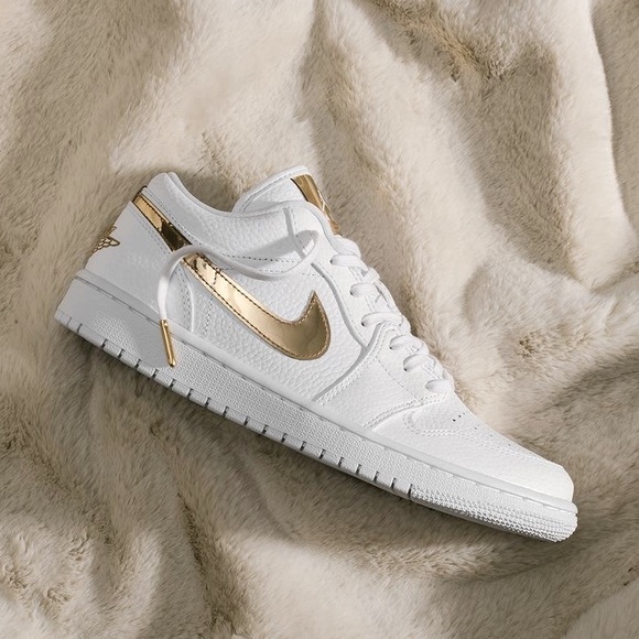 Nike Shoes - NIKE AIR JORDAN 1 low metallic gold sneakers